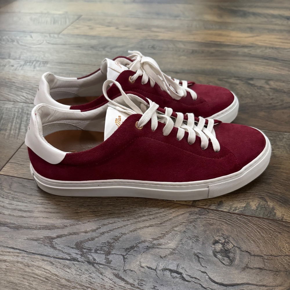 Good Man Brand Edge Red Suede Low Top Sneakers Mens Size 7 Made in Italy Shoes